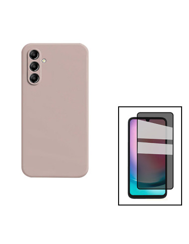 Kit Película de Vidro 5D Anti-Spy + Capa Silicone Líquido para Samsung Galaxy A24 4G - Rosa