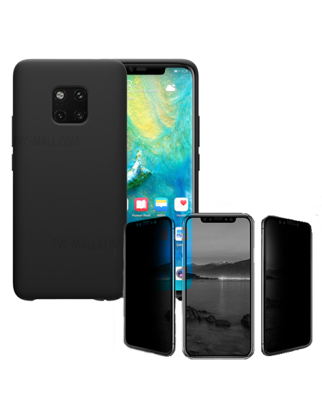 Kit Película de Vidro anti-spy + Capa Silicone Líquido para Huawei Mate 20 Pro