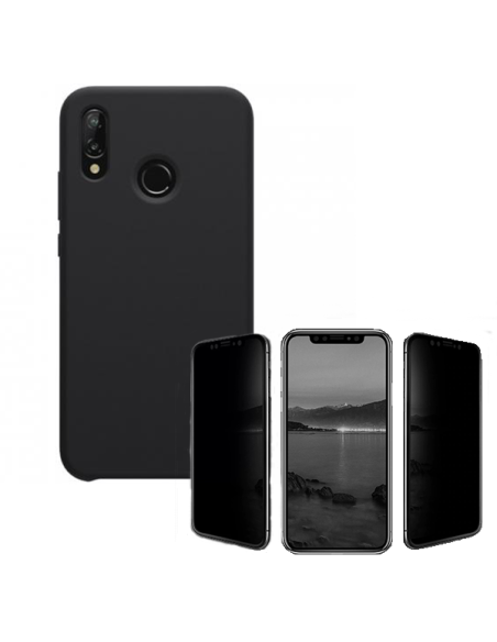 Kit Película de Vidro anti-spy + Capa Silicone Líquido para Huawei P20 Lite