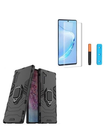 Kit Película de Vidro Nano Curved UV + Capa 3X1 Military Defender para Samsung Galaxy Note 10 Plus