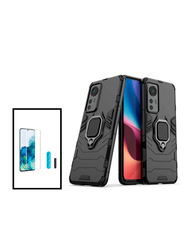 Kit Película de Vidro Nano Curved UV + Capa 3X1 Military Defender para Xiaomi 12X - Preto