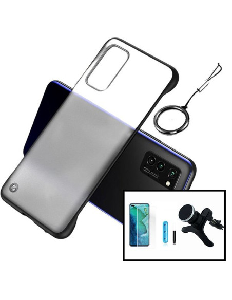 Kit Película de Vidro Nano Curved UV + Capa Invisible Bumper + Suporte Magnético de Carro Reforçado para Huawei P30 Pro - Preto