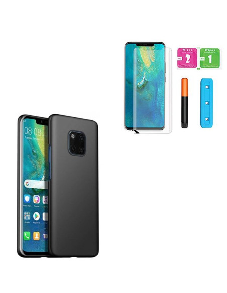 Kit Película de Vidro Nano Curved UV + Capa Naked Bumper para Huawei Mate 20 Pro - Preto