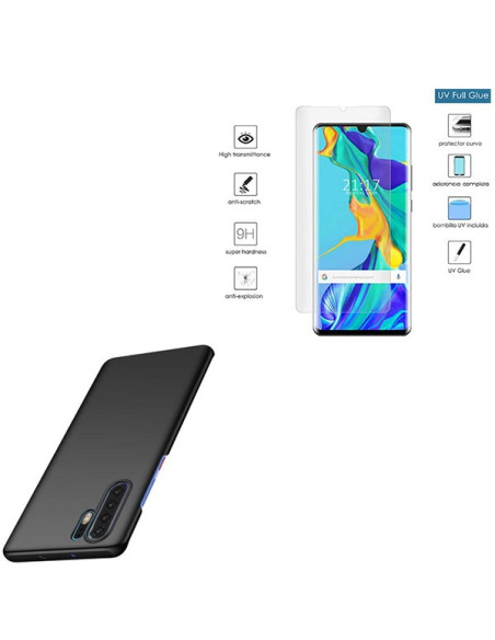 Kit Película de Vidro Nano Curved UV + Capa SlimShield Preto para Huawei P30 Pro New Edition - Preto