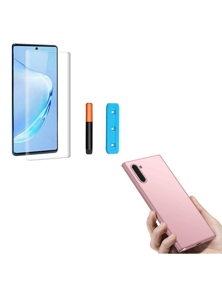 Kit Película de Vidro Nano Curved UV + Capa SlimShield Rosa para Samsung Galaxy Note 10 - Rosa