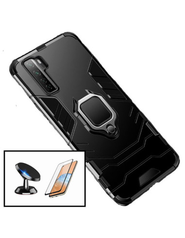 Kit Película de Vidro Temperado 5D Full Cover + Capa 3X1 Military Defender + Suporte Magnético de Carro para Huawei P40 Lite 5G