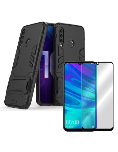 Kit Película de Vidro Temperado 5D Full Cover + Capa 3X1 Military Defender para Huawei Honor 10i