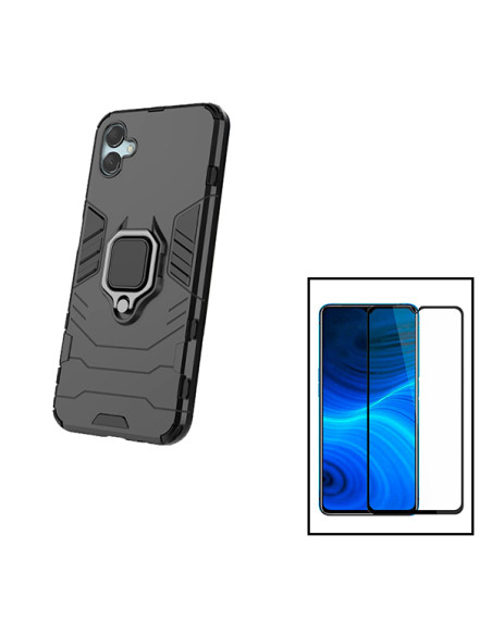 Kit Película de Vidro Temperado 5D Full Cover + Capa 3X1 Military Defender para Samsung Galaxy A04e - Preto