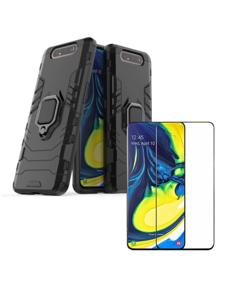 Kit Película de Vidro Temperado 5D Full Cover + Capa 3X1 Military Defender para Samsung Galaxy A90 5G