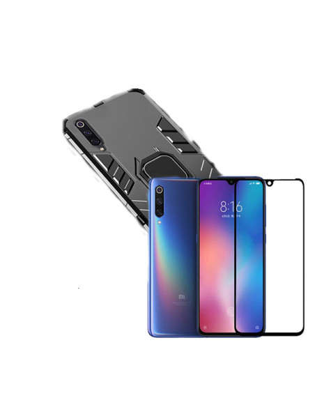 Kit Película de Vidro Temperado 5D Full Cover + Capa 3X1 Military Defender para Xiaomi Mi 9 SE