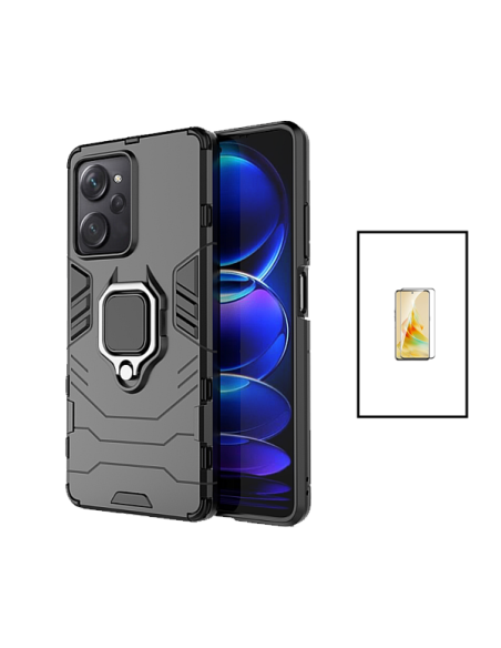 Kit Película de Vidro Temperado 5D Full Cover + Capa 3X1 Military Defender para Xiaomi Poco X5 Pro - Preto