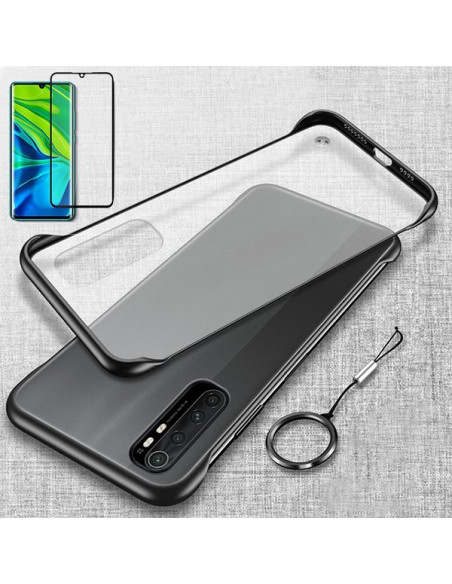 Kit Película de Vidro Temperado 5D Full Cover + Capa Invisible Bumper para Xiaomi Mi Note 10 Lite