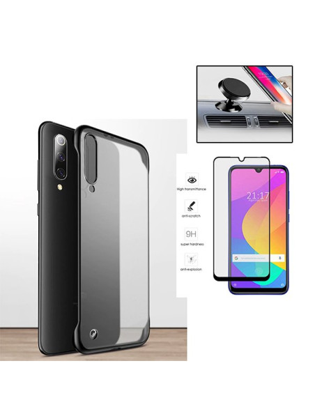 Kit Película de Vidro Temperado 5D Full Cover + Capa Naked Bumper + Suporte Magnético de Carro para Xiaomi Mi 9 SE