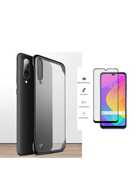 Kit Película de Vidro Temperado 5D Full Cover + Capa Naked Bumper para Xiaomi Mi 9 Lite