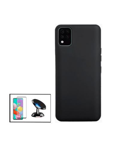 Kit Película de Vidro Temperado 5D Full Cover + Capa Silicone Líquido + Suporte Magnético de Carro para LG K42