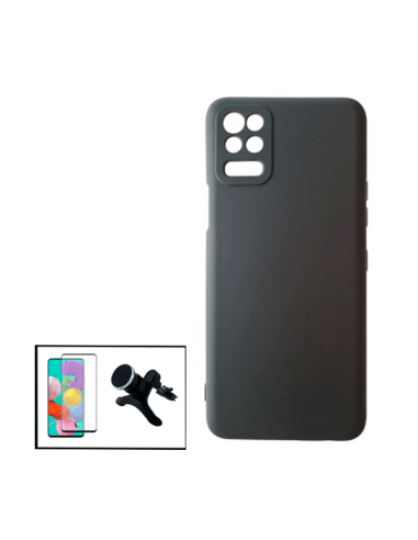 Kit Película de Vidro Temperado 5D Full Cover + Capa Silicone Líquido + Suporte Magnético de Carro Reforçado para LG K62