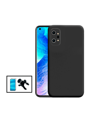 Kit Película de Vidro Temperado 5D Full Cover + Capa Silicone Líquido + Suporte Magnético Reforçado de Carro para Realme GT Neo2