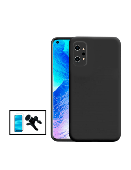 Kit Película de Vidro Temperado 5D Full Cover + Capa Silicone Líquido + Suporte Magnético Reforçado de Carro para Realme GT Neo2