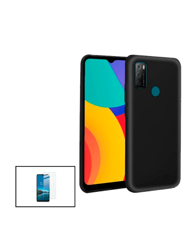 Kit Película de Vidro Temperado 5D Full Cover + Capa Silicone Líquido para Alcatel 1L Pro 2021