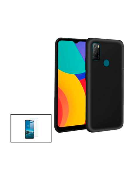 Kit Película de Vidro Temperado 5D Full Cover + Capa Silicone Líquido para Alcatel 1L Pro 2021