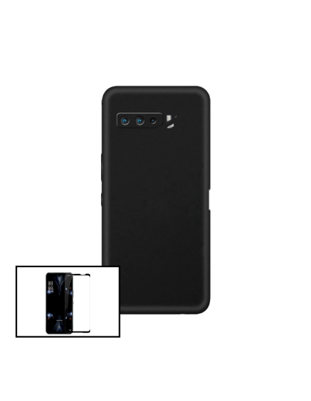 Kit Película de Vidro Temperado 5D Full Cover + Capa Silicone Líquido para Asus ROG Phone 5 Pro