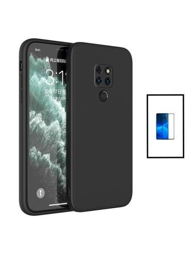 Kit Película de Vidro Temperado 5D Full Cover + Capa Silicone Líquido para Huawei Mate 20X 5G - Preto