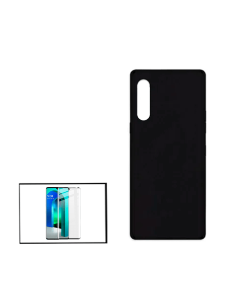 Kit Película de Vidro Temperado 5D Full Cover + Capa Silicone Líquido para LG Velvet 5G