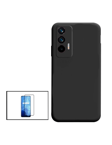 Kit Película de Vidro Temperado 5D Full Cover + Capa Silicone Líquido para Realme GT Neo Flash