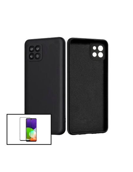 Kit Película de Vidro Temperado 5D Full Cover + Capa Silicone Líquido para Samsung Galaxy A22