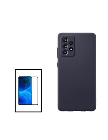 Kit Película de Vidro Temperado 5D Full Cover + Capa Silicone Líquido para Samsung Galaxy A33 5G - Preto