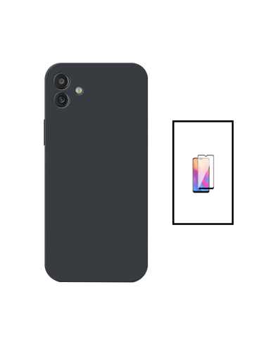 Kit Película de Vidro Temperado 5D Full Cover + Capa Silicone Líquido para Samsung Galaxy M13 5G - Preto