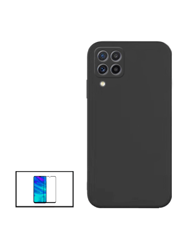 Kit Película de Vidro Temperado 5D Full Cover + Capa Silicone Líquido para Samsung Galaxy M22