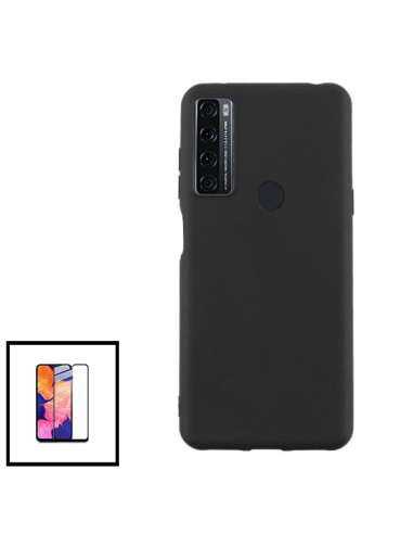 Kit Película de Vidro Temperado 5D Full Cover + Capa Silicone Líquido para TCL 20 SE - Preto