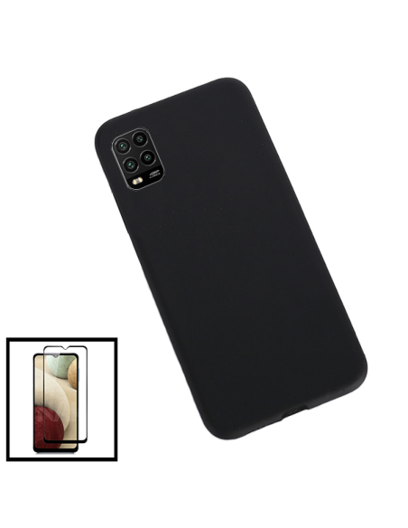 Kit Película de Vidro Temperado 5D Full Cover + Capa Silicone Líquido para Xiaomi Mi 10 Youth 5G