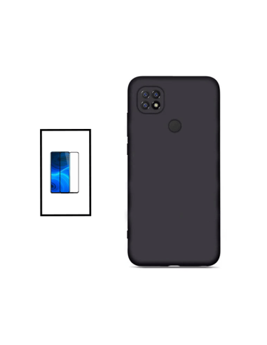 Kit Película de Vidro Temperado 5D Full Cover + Capa Silicone Líquido para Xiaomi Poco C40 - Preto