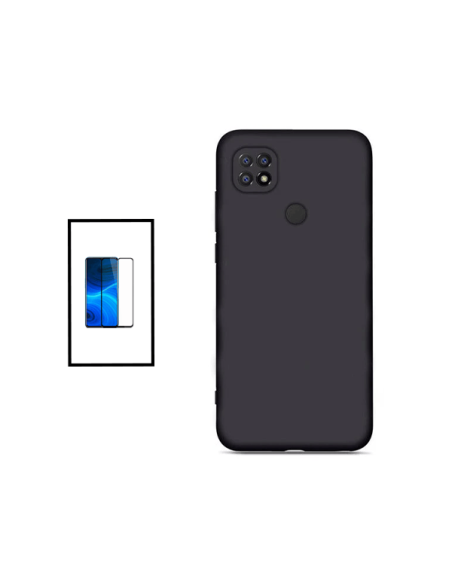 Kit Película de Vidro Temperado 5D Full Cover + Capa Silicone Líquido para Xiaomi Poco C40 - Preto