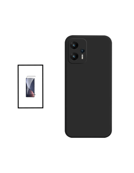 Kit Película de Vidro Temperado 5D Full Cover + Capa Silicone Líquido para Xiaomi Poco X4 GT - Preto