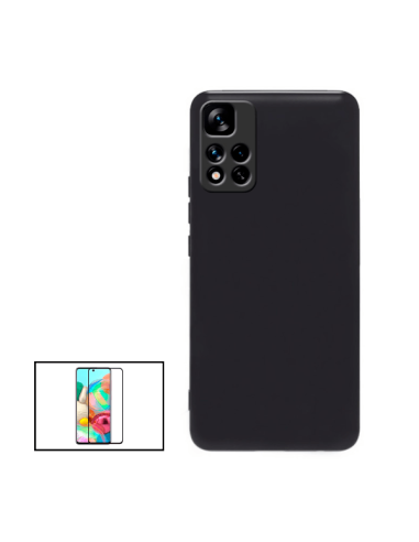 Kit Película de Vidro Temperado 5D Full Cover + Capa Silicone Líquido para Xiaomi Redmi Note 11 Pro+