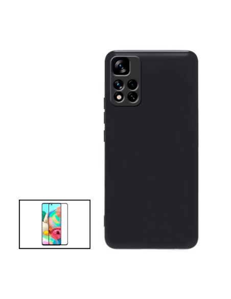 Kit Película de Vidro Temperado 5D Full Cover + Capa Silicone Líquido para Xiaomi Redmi Note 11 Pro+