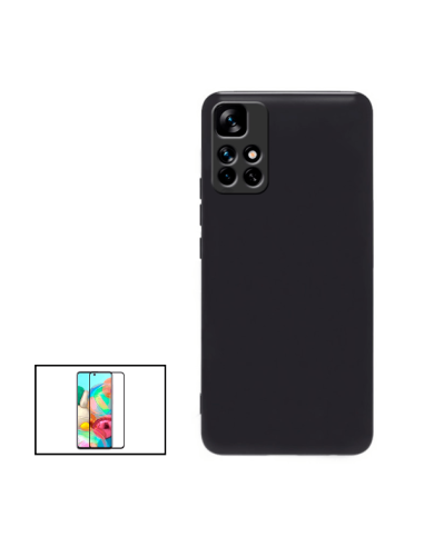 Kit Película de Vidro Temperado 5D Full Cover + Capa Silicone Líquido para Xiaomi Redmi Note 11T 5G