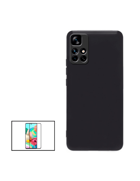 Kit Película de Vidro Temperado 5D Full Cover + Capa Silicone Líquido para Xiaomi Redmi Note 11T 5G