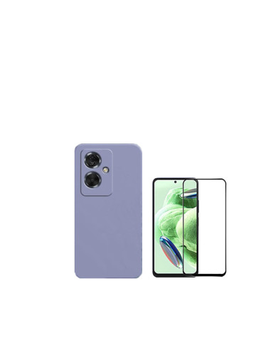 Kit Película de Vidro Temperado 5D Full Cover + Capa Silicone Líquido Phonecare para Oppo A79 5G - Roxo