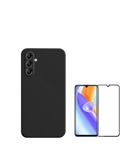 Kit Película de Vidro Temperado 5D Full Cover + Capa Silicone Líquido Phonecare para Samsung Galaxy A15 - Preto