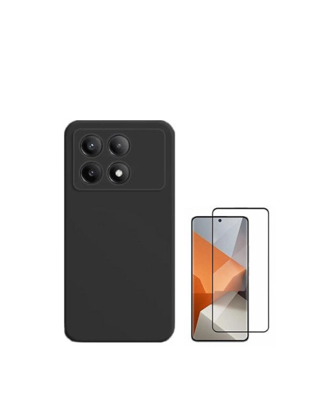 Kit Película de Vidro Temperado 5D Full Cover + Capa Silicone Líquido Phonecare para Xiaomi Poco X6 Pro 5G - Preto