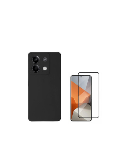 Kit Película de Vidro Temperado 5D Full Cover + Capa Silicone Líquido Phonecare para Xiaomi Redmi Note 13 - Preto