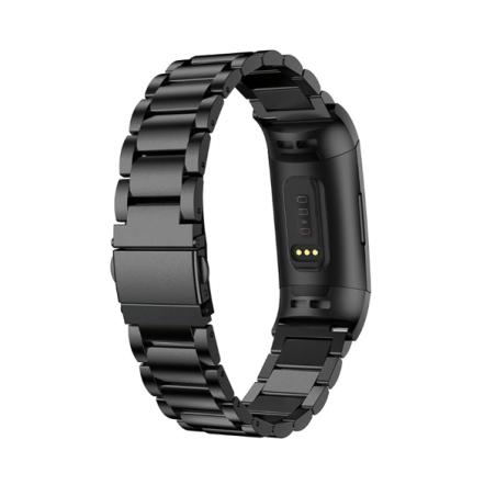 Bracelete Aço Stainless Lux + Ferramenta para Fitbit Inspire 2 - Preto