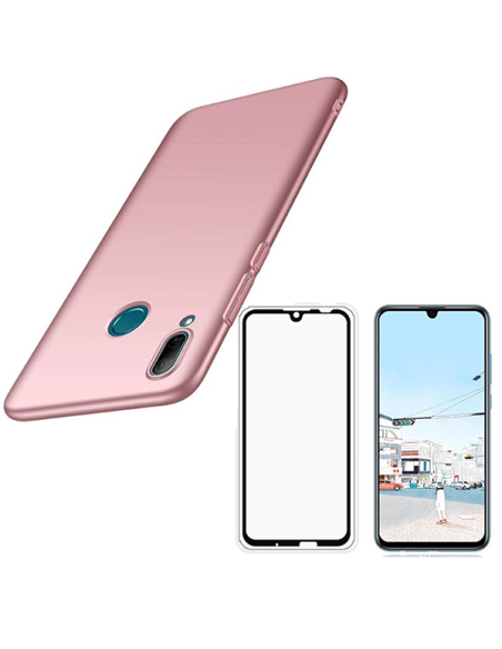 Kit Película de Vidro Temperado 5D Full Cover + Capa SlimShield para Huawei Honor 10 Lite - Rosa