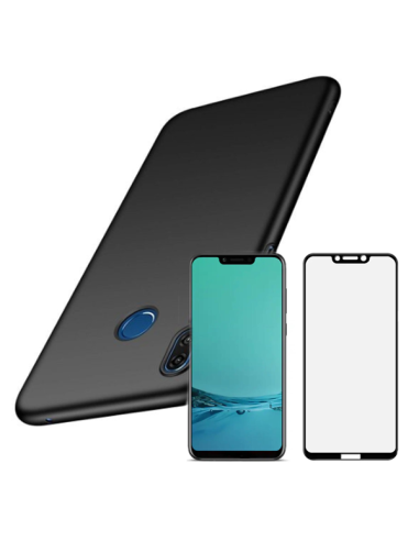 Kit Película de Vidro Temperado 5D Full Cover + Capa SlimShield para Huawei Honor Play Preto