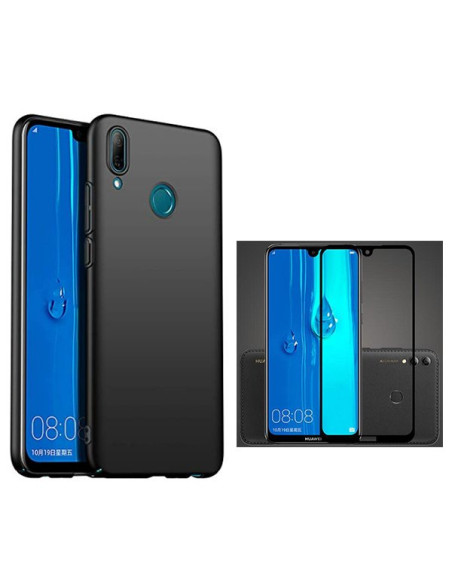 Kit Película de Vidro Temperado 5D Full Cover + Capa SlimShield para Huawei P Smart + Plus 2019 Preto