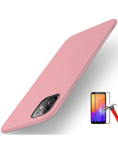 Kit Película de Vidro Temperado 5D Full Cover + Capa SlimShield para Huawei Y5P - Rosa